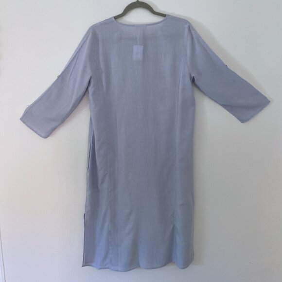 J. Jill Long Button Up Tunic, Beach Coverup, Breezy Dress - lt. blue/periwinkle - Picture 8 of 11